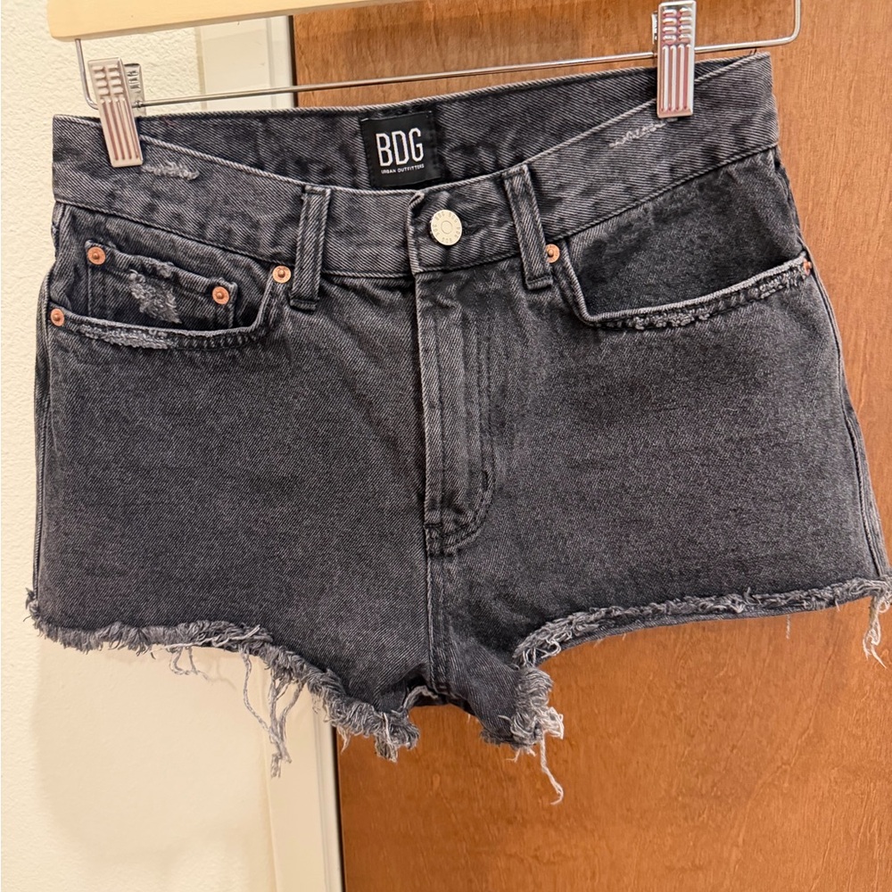 BDG Women's Black Washed High-Rise Cutoff Denim Shorts